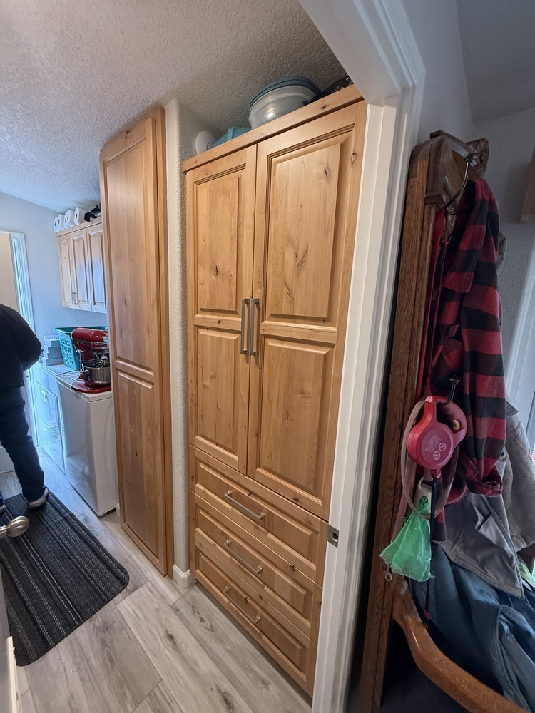 Narrow hallway remodel featuring practical cabinetry solutions by Righteous Renovations in Salem, OR