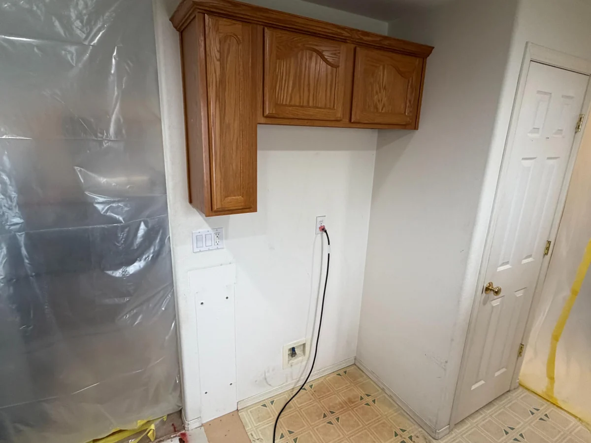 kitchen tearn down with plastic wrap protected area in salem oregon